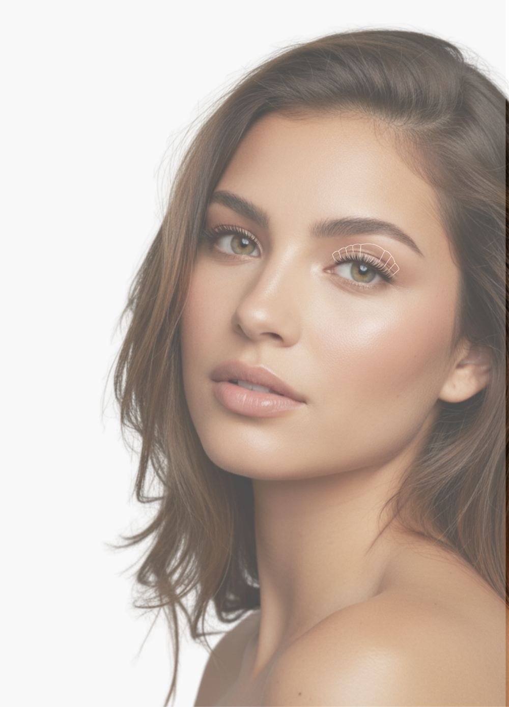 Portrait of a model with a lash map drawn over her eye